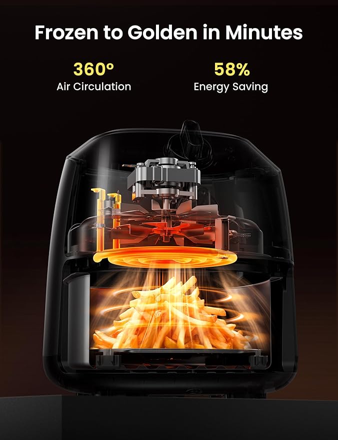 COMFEE' Compact 2.1 Quart Air Fryer with 12 Menu Options, Adjustable Timer & Temperature Control 180-400 degrees F, Dishwasher-Safe Nonstick Fry Basket