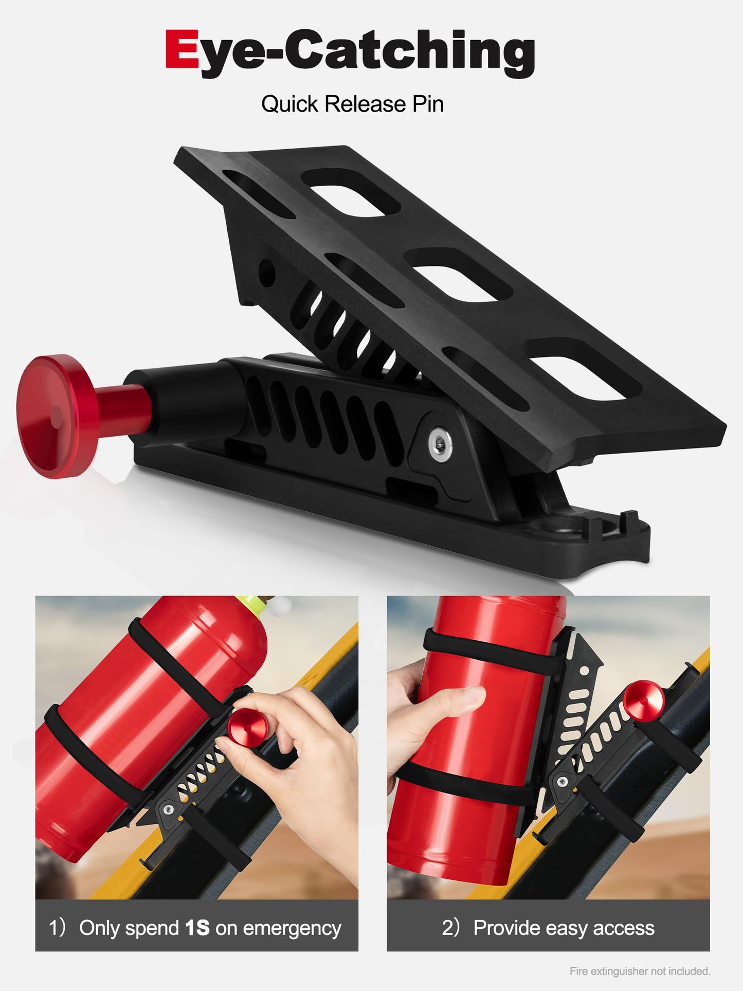 NILKATSS Adjustable Fire Extinguisher Mount, Easy Install on Roll Bar/ Cage Fire Extinguisher Holder, Quick Release Mounting Bracket for Jeep Wrangler JT TJ JKU JK JL UTV Cam-Am X3 Polaris RZR Ranger