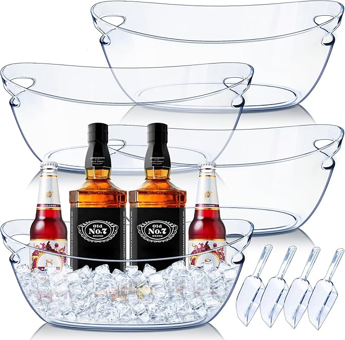 Emycool Ice Bucket, 5.5L Large Ice Buckets for Parties and Freezer, Plastic Beverage Tub for Cocktail Bar with Scoops for ...