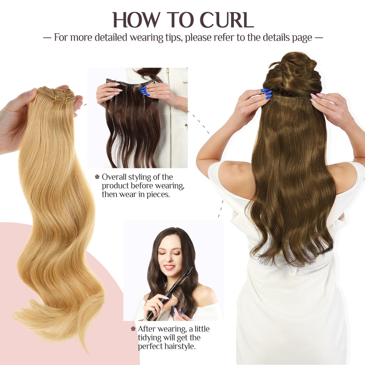 MAXITA Hair Extensions Clip in Human Hair, 7PCS 120g Light Blonde 18 Inch,Clip in Hair Extensions Real Human Hair Extensions Nat