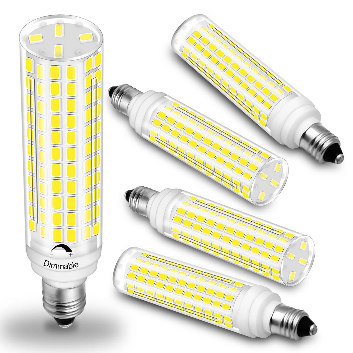 Megereet Jde11 Led Bulb 100W Halogen Bulbs Equivalent T4 Mini Candelabra E11 Led Bulb Dimmable Daylight White 6000K 10W 1000Lm Jde11 120V 100W Led For Ceiling Fan Pendant Lighting 5 Packs