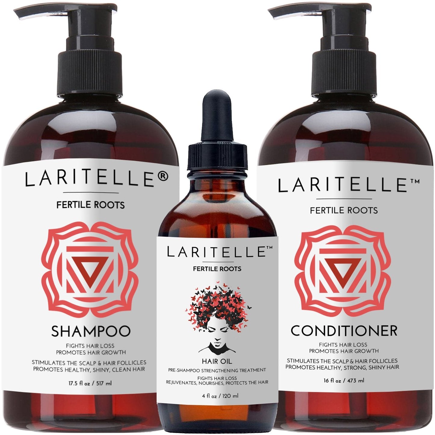 Organic Hair Growth Set Shampoo 17 oz + Conditioner 16 oz + Hair Loss Treatment 4 oz Ayurvedic Herbs, Lavender, Ginger, Rosemary NO GMO, Sulfates, Gluten, Alcohol, Parabens, Phthalates