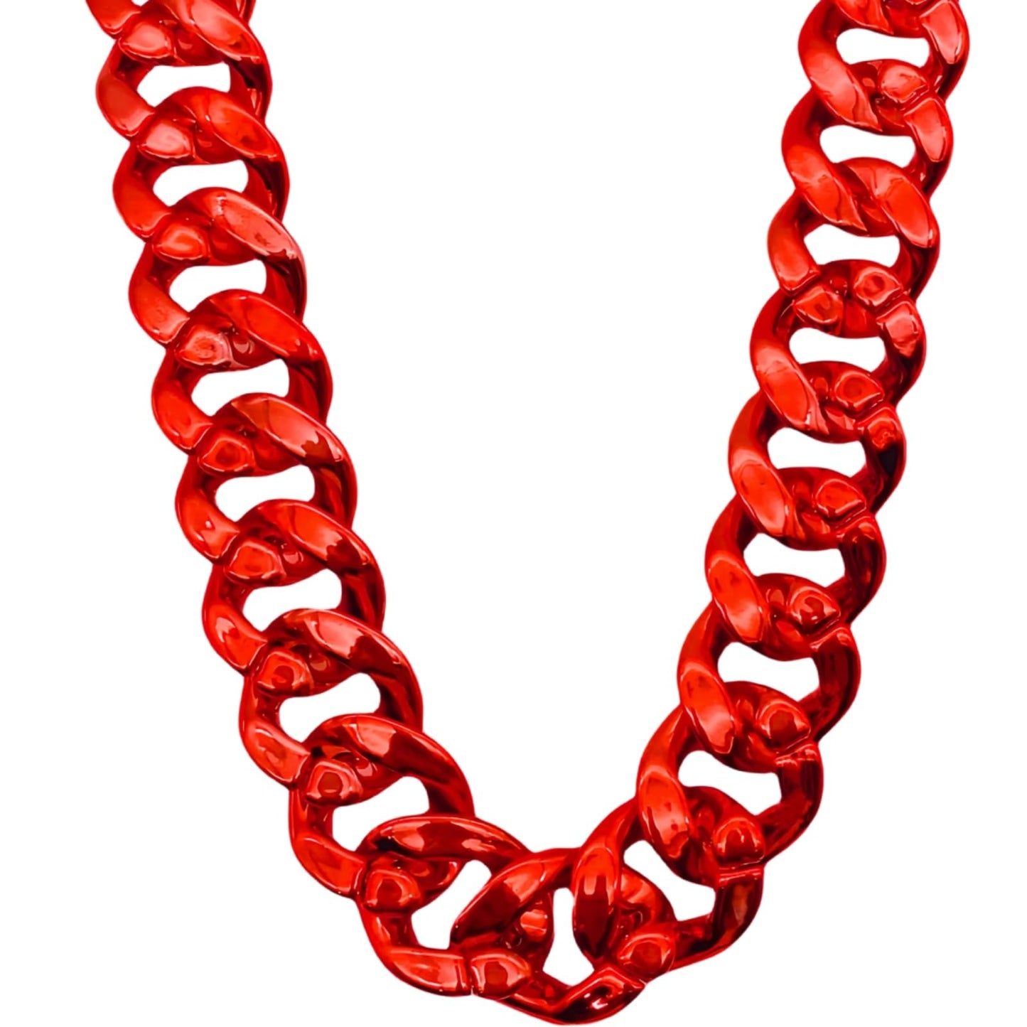 LCPQMZGH Plastic Hip Hop Chain Necklace, 80s 90s Costume Accessory, Men's Chunky Necklace, Big Chunky Gold Chain, 36, Red