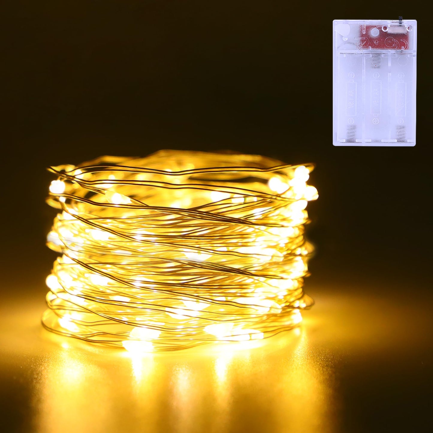 Echosari Fairy Lights - 50 Led Copper Wire Twinkle Lights, 16.4Ft, Warm White, 2 Lighting Modes For Christmas, Wedding, Dorm, Holiday Decor