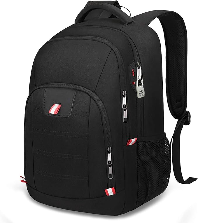 Della Gao Travel Laptop Backpack, Black Backpack for Men and Women with USB Slit Business Computer Back Pack (Black, 15.6 ...