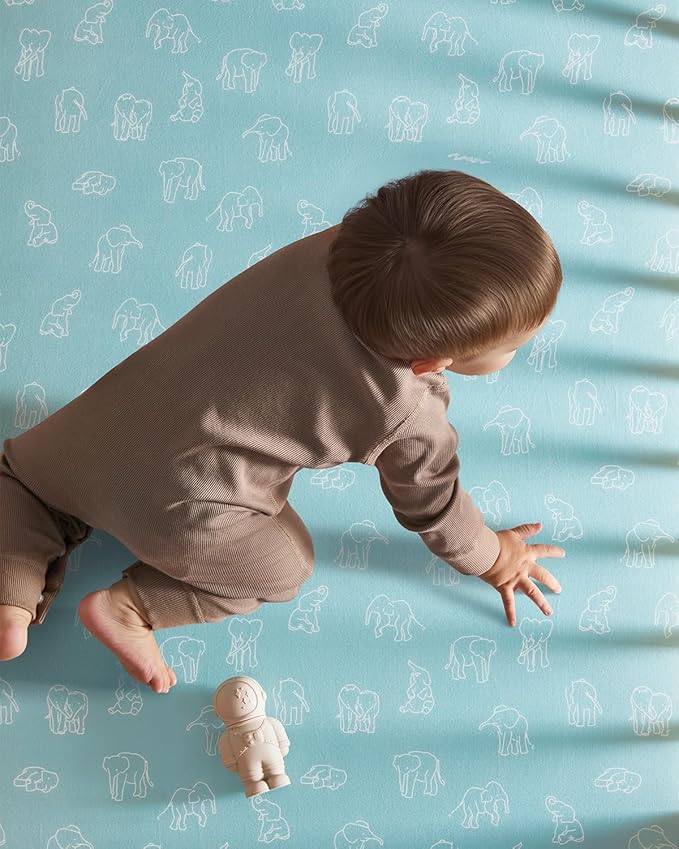 Baby Crib Sheets for Boys Girls, 28x52x8in Fitted Crib Sheet Neutral 3 Pack for Standard Crib and Toddler Mattress, Breathable Soft Microfiber Baby Sheet Elephant