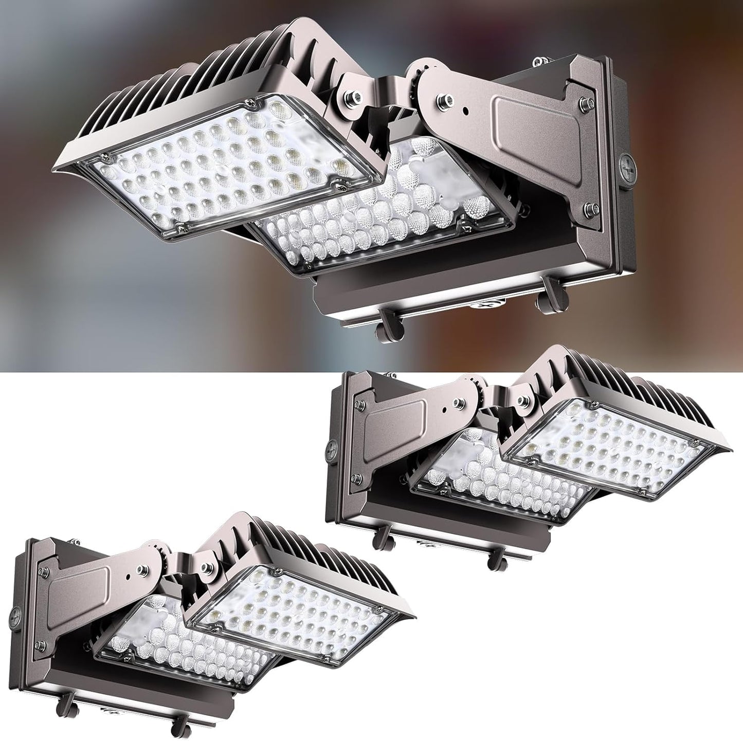 Lightdot 2Pack 250W LED Wall Pack Lights, 360 Adjustable Panel with Dusk to Dawn Photocell, 37500Lm 5000K, IP65 Waterproof & Adv