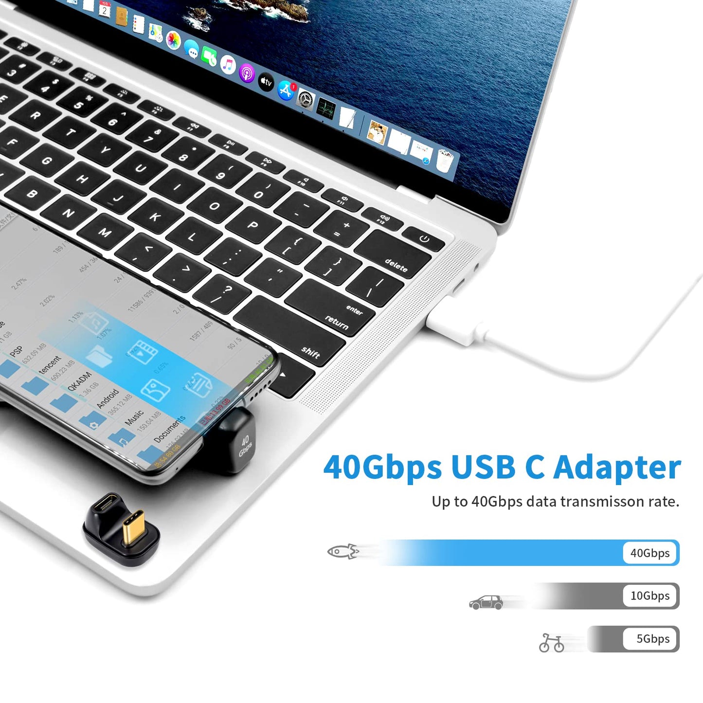 Duttek 180 Degree Usb C Adapter 40Gbps, 100W, 8K@60Hz, Usb C Female To Male Extender Adapter Compatible With Rog Ally, Steam Dec
