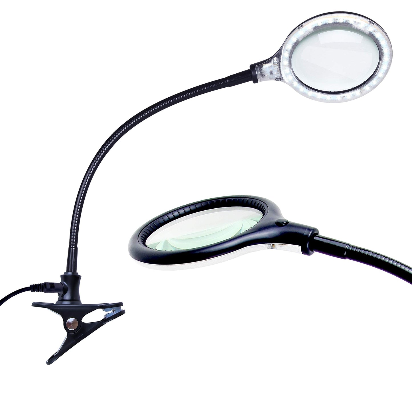 Brightech Lightview Flex Magnifying Desk Lamp - 1.75X Magnifier With Light, Adjustable For Crafts & Reading, Black, Model Ltvw2-Bk