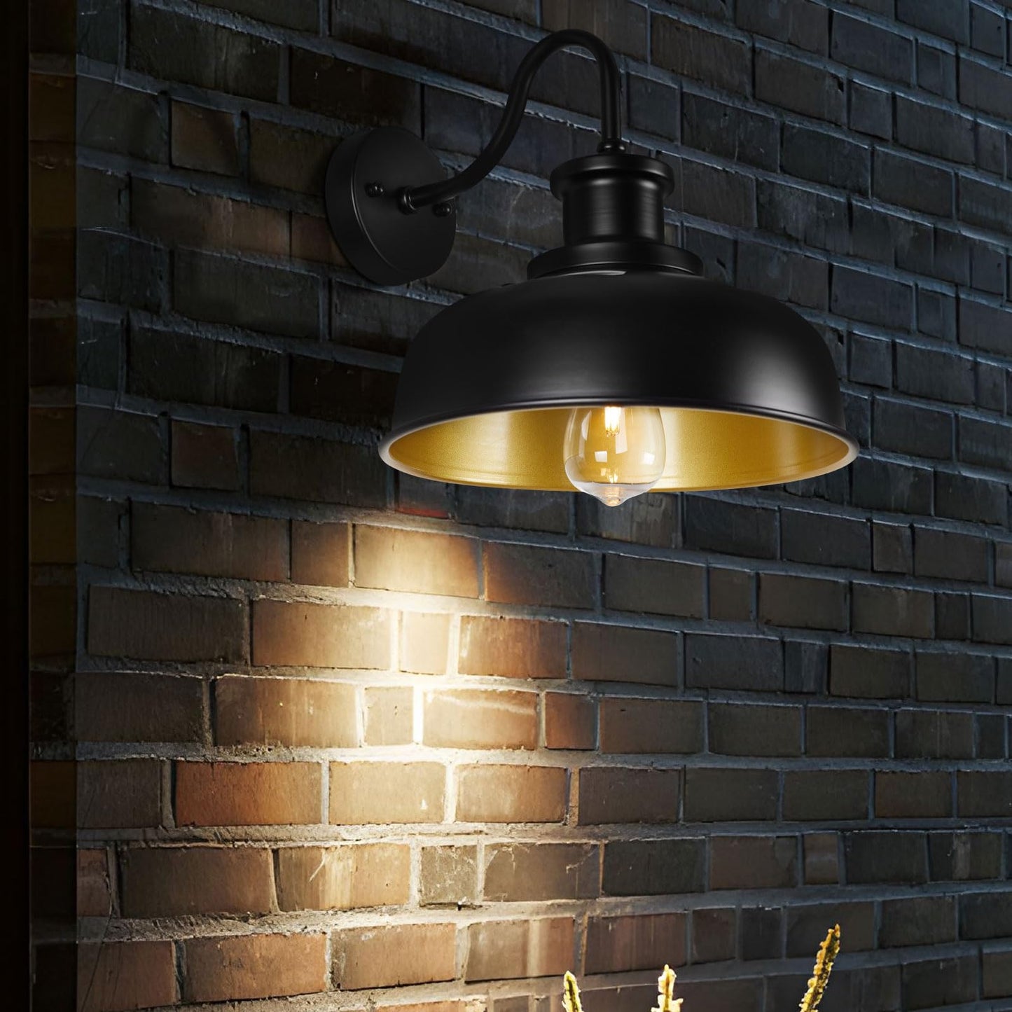 Diyel Solar Barn Light For Outside  Gooseneck Outdoor Wall Lights Solar Powered  Farmhouse Exterior Wall Sconce  Industrial Outside Lighting Fixture  Rustic Lantern For Garage  Barn  Shed  Rzsr007 Bk