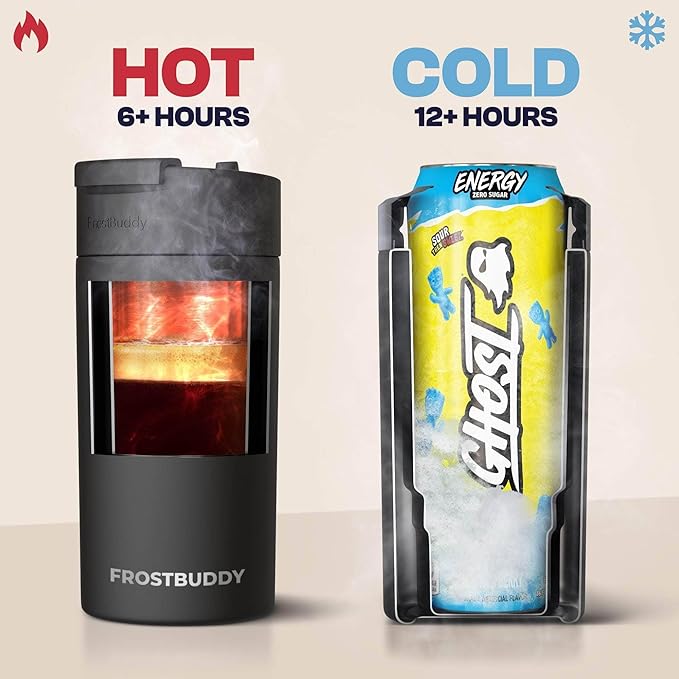 Frost Buddy Universal Can Cooler - Fits All - For Regular 12 & 16 oz or Slim-Size Bottles - Insulated Double-Walled Stainless Steel (Royal)