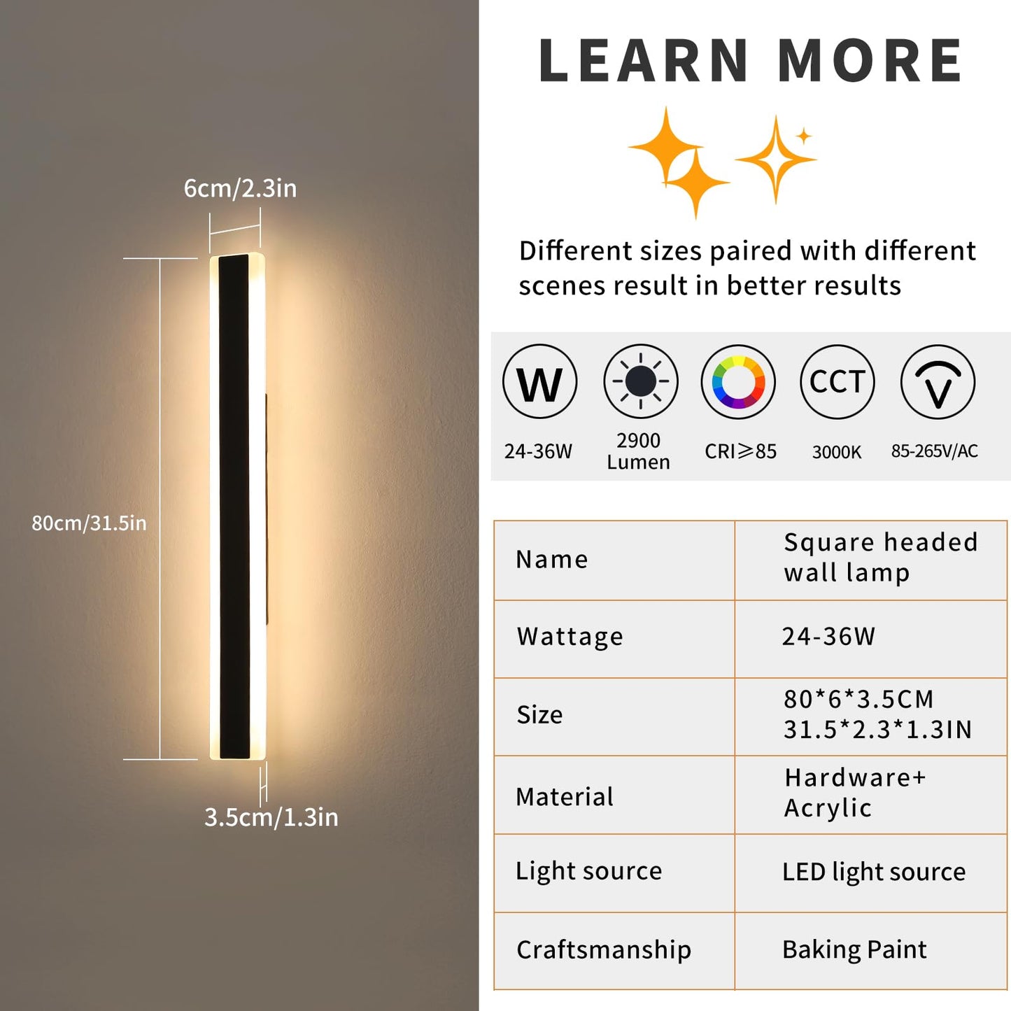 Mikeru 2Pack 31.4Inch Outdoor Wall Light Fixtures  3000K Modern Outdoor Lights Exterior For House Ip65 Waterproof Rust Long Led Wall Light  Hardwire Wall Mount Exterior Lighting