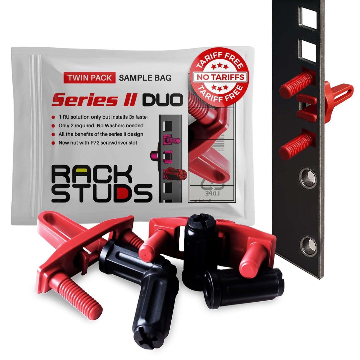 DUO2 1RU Series II Rack Mount Solution - Effortless Alternative to Traditional Rack Screws and Cage Nuts & Server Rack Screws Id