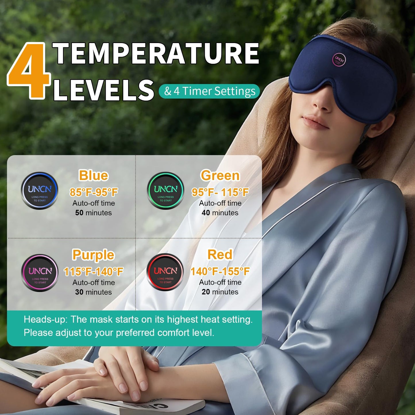 Heated Eye Mask Cordless Warm Eye Compresses for Dry Eyes, Rechargeable Eye Heating Pad with 4 Temperature Settings, Auto Off