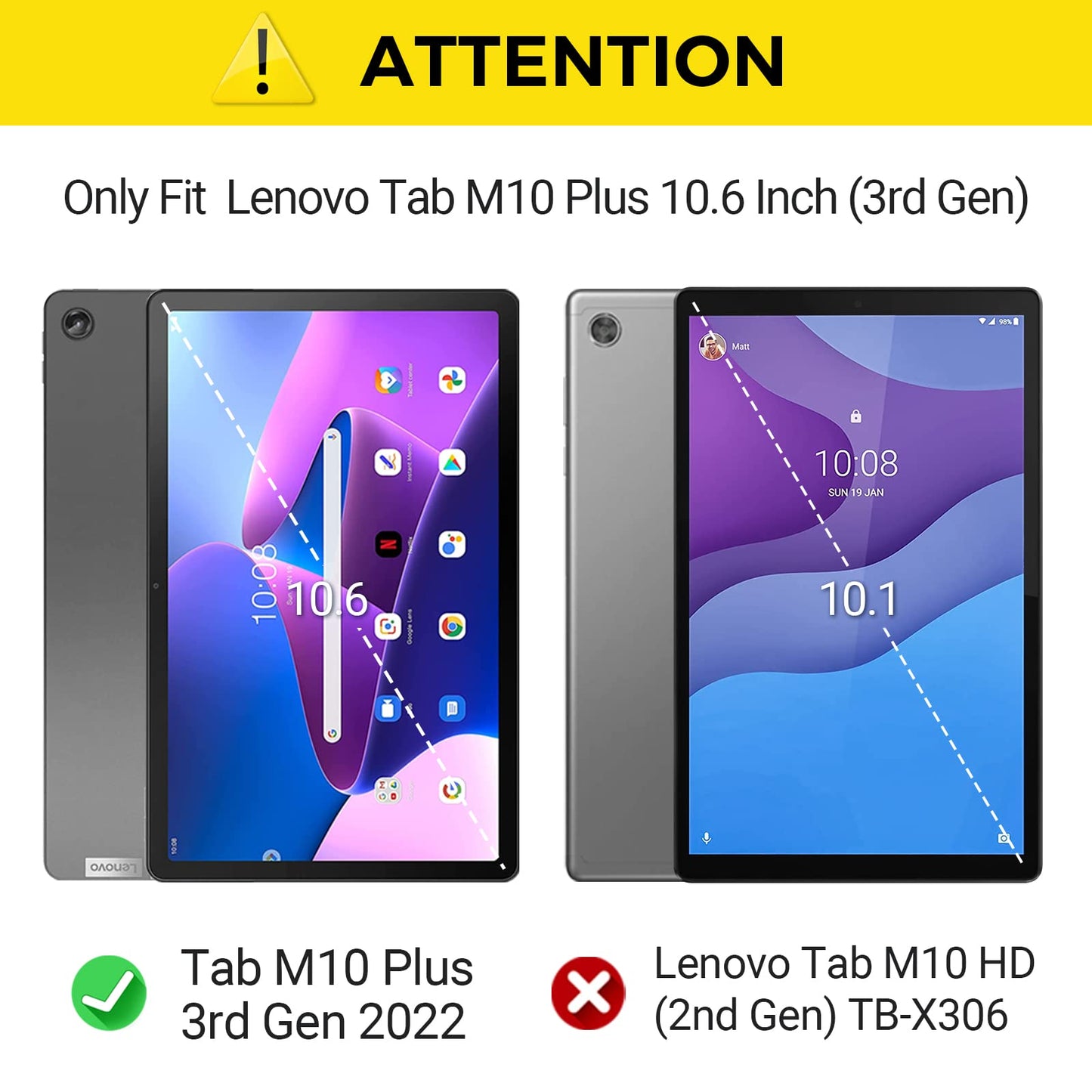 Simpleway Case Kids For Lenovo Tab M10 Hd (2Nd Gen) 10.1  2020 Case Model Tb-X306X/Tb-X306F,Shockproof Lightweight Handle Stand