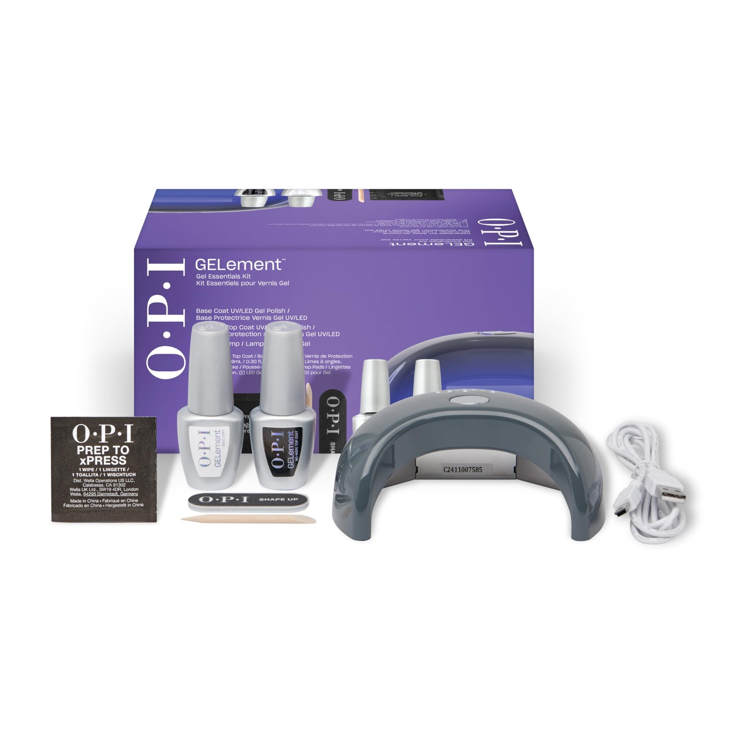 OPI GELement Starter Essentials Kit | Includes Base Coat, Top Coat, LED Curing Lamp, & Prep Supplies | DIY Professional Salon Qu