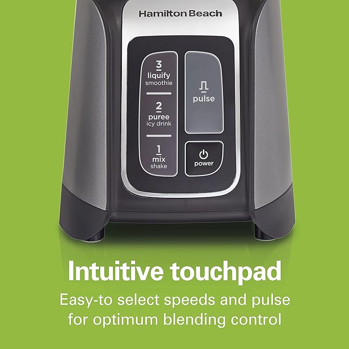 Hamilton Beach PowerMax Professional-Performance Blender for Shakes and Smoothies, Puree and Ice Crush, 48oz BPA-Free Glass Jar, 1680 Peak Watts, Stainless Steel Blades, Gray (58600J)