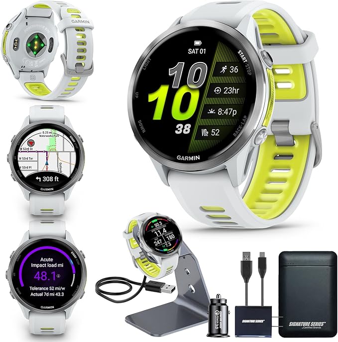 Garmin Forerunner 970 GPS Running Smartwatch, Whitestone | Premium Training & Recovery, Sleep Coach, Heart Rate, Download ...