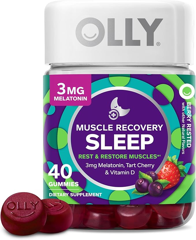 OLLY Muscle Recovery Sleep Gummies 40 Count and Active Immunity+Elderberry Gummies 45 Count Bundle