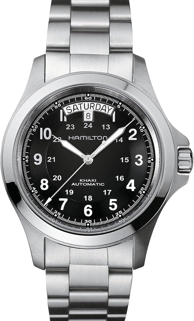 Hamilton Khaki Field King Automatic Men's Watch, 40mm Stainless Steel Case, Swiss Made, Black Dial Analog Wrist Watch for ...