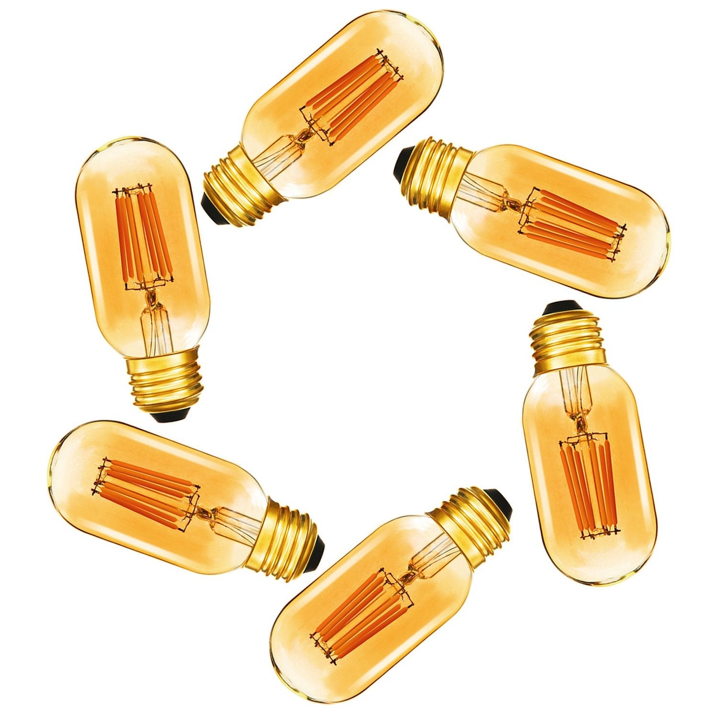 yfxrlight Dimmable 6W LED Edison Bulbs, 2200K Warm Light, E26 Base, 420LM, 6-Pack, Glass