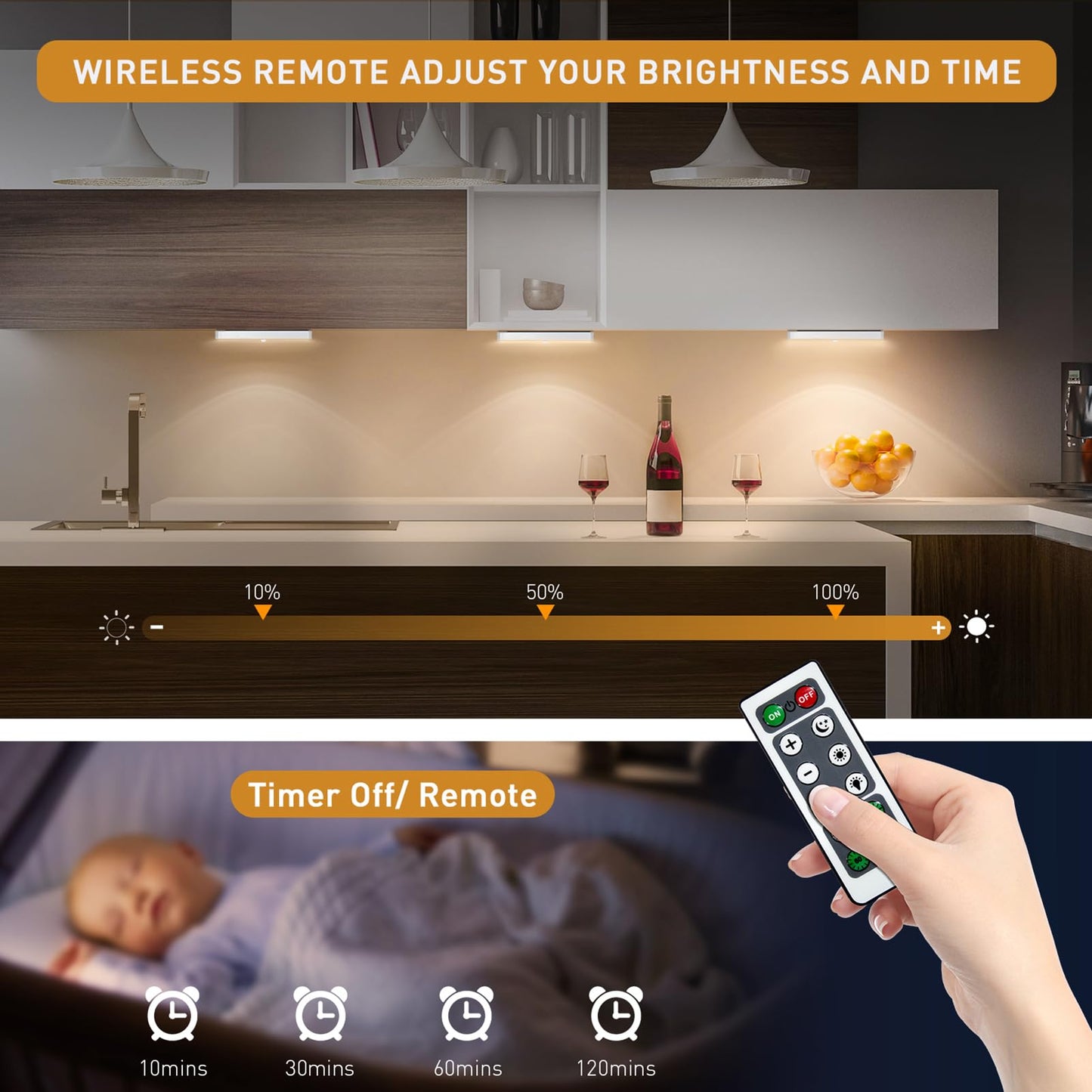 Lightbiz LED Closet Light, 5 Pcs Dimmer Motion Sensor, USB Rechargeable, Wireless Night Light Bar, Aluminum, White, Model P150