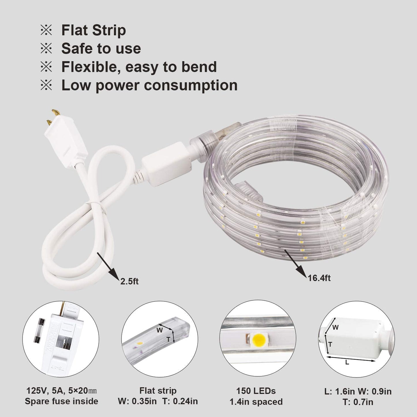 Areful Led Strip Lights, 33Ft Waterproof Flexible Rope Lighting, Warm White, Model Led-2W-6X9-16.4Ft-Ww For Outdoor/Indoor Décor