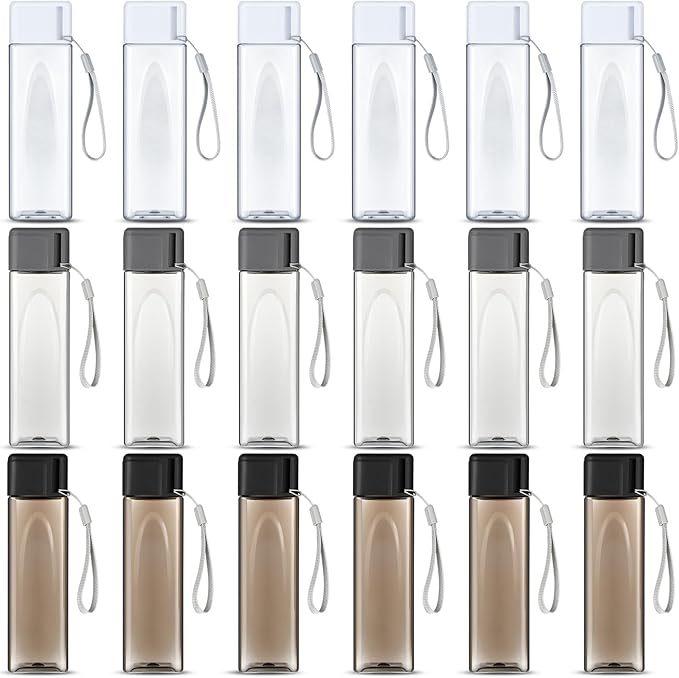 Mifoci 20 Pieces Water Bottle Bulk 17 oz Plastic Water Bottles Bulk Gym Sports Adults Reusable Large Water Bottles for Outdoor Fitness(Grey, White, Black,Rectangle)