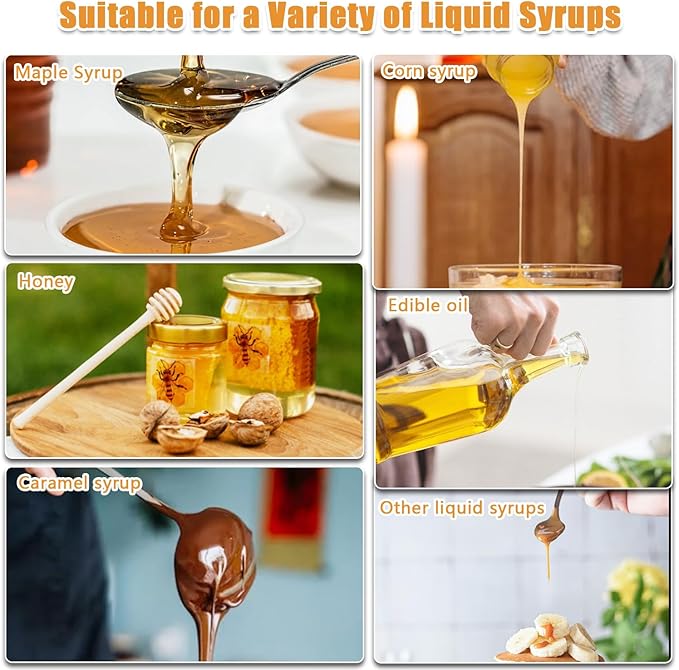Honey Dispenser No Drip with Stand, 12 OZ Glass Honey Jar, Syrup Dispenser, Easy One Hand Use Honey Pot for Coffee or Tea, Mess Free Honey Dispenser for Syrup, Honey Container (2PCS Yellow)