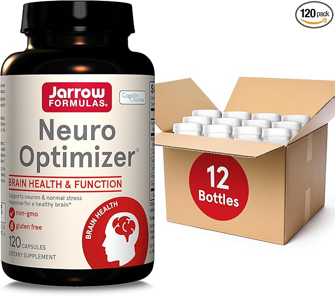 Jarrow Formulas Neuro Optimizer with 7 Neuro-Nutrient Ingredients, Dietary Supplement for Brain Health and Antioxidant Support, 120 Capsules, 30 Day Supply, Pack of 12