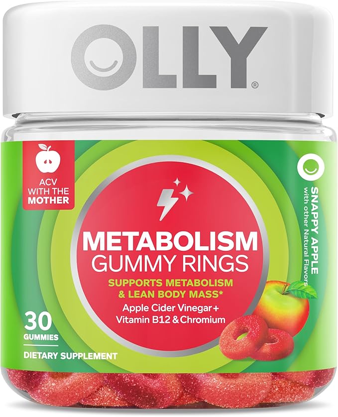 OLLY Ultra Strength Hair Softgels, Supports Hair Health, Biotin, Keratin & Metabolism Gummy Rings, Apple Cider Vinegar, Vitamin B12, Chromium