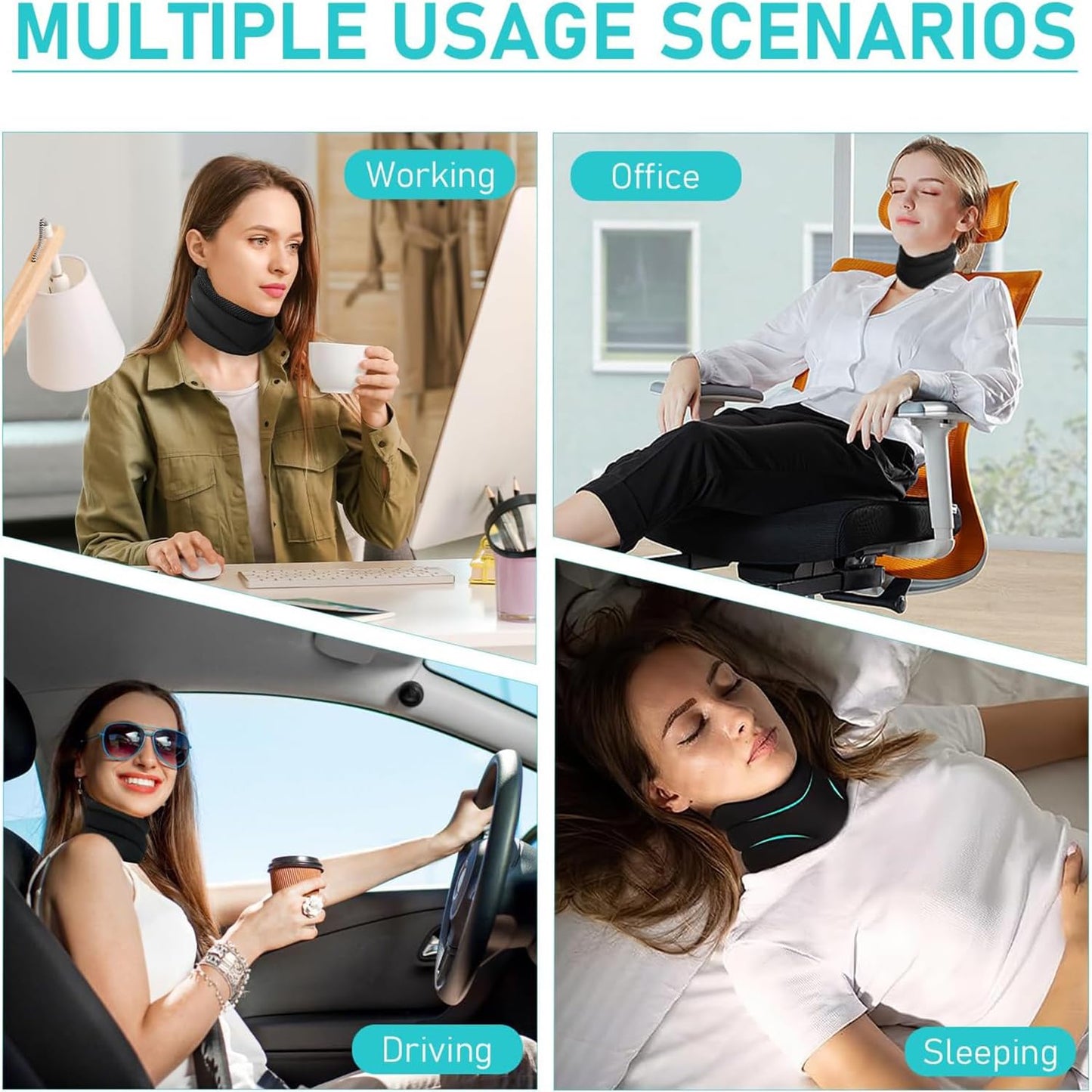 LAPUOTSP Neck Support-Never Snore Again，Ergonomic Design，Adjustable Soft Foam Neck Brace for Men & Women，Comfortable and Breathable
