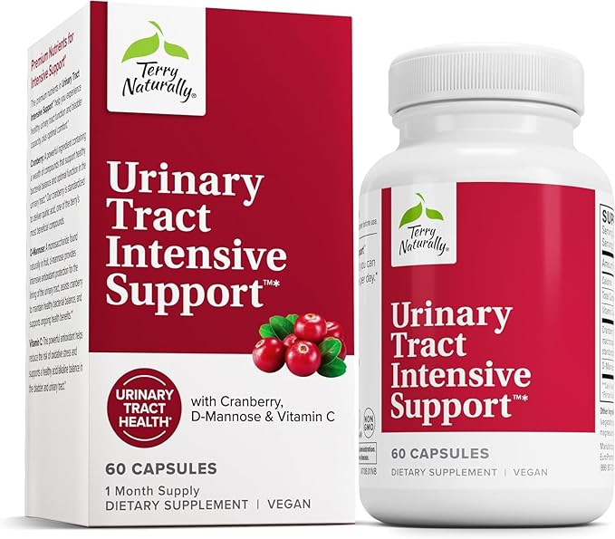 Terry Naturally Urinary Tract Intensive Support - Cranberry Health Supplement to Support Bladder Health - Kidney Health Supplement with D-Mannose & Vitamin C - 60 Capsules (30 Servings)