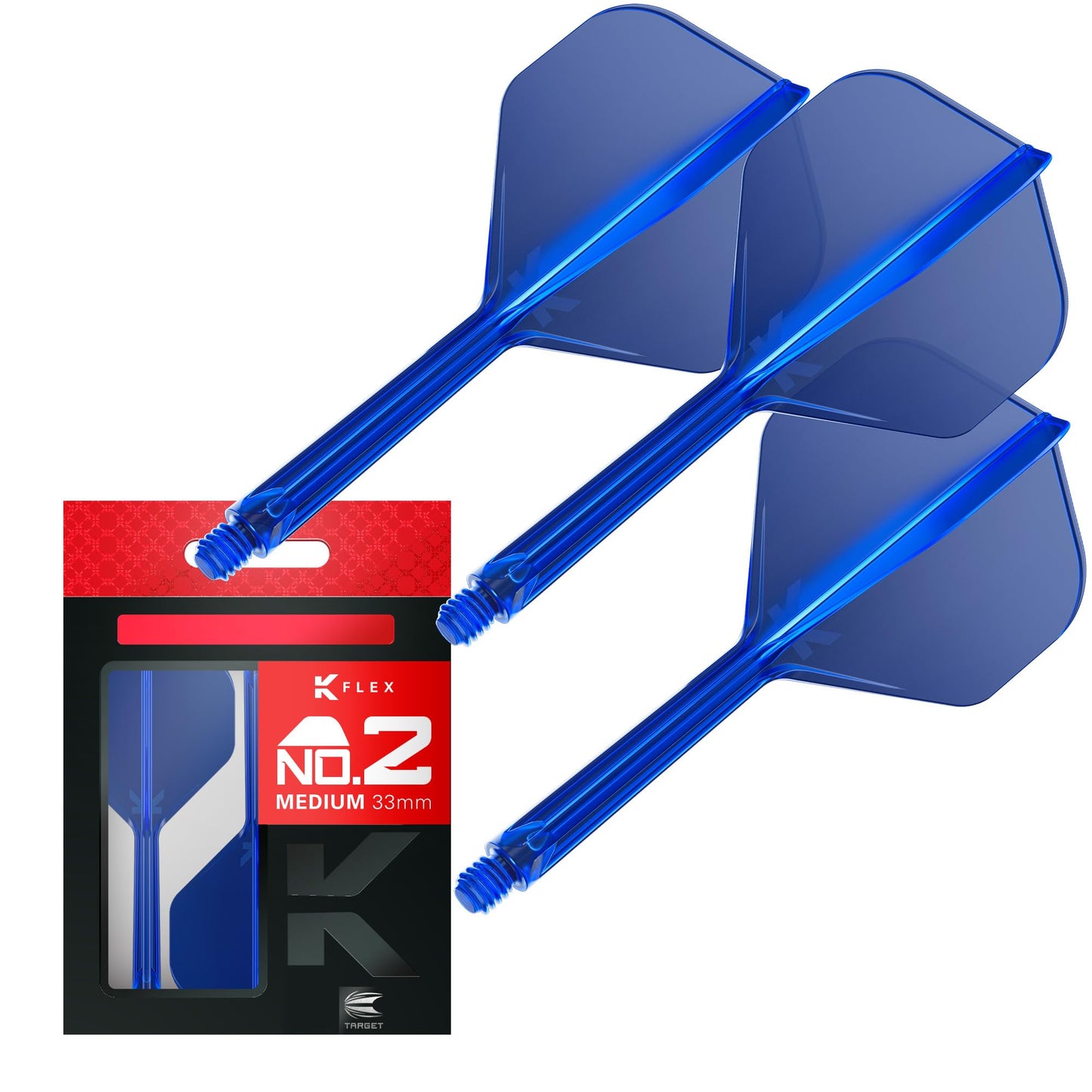 Target Darts K Flex Integrated Dart Flights And Shafts  No.2 Blue (Medium) | Pack Of 3 K-Flex - No2  Kflex All In One Moulded Dart Flight & Stem | Professional Dart Accessories