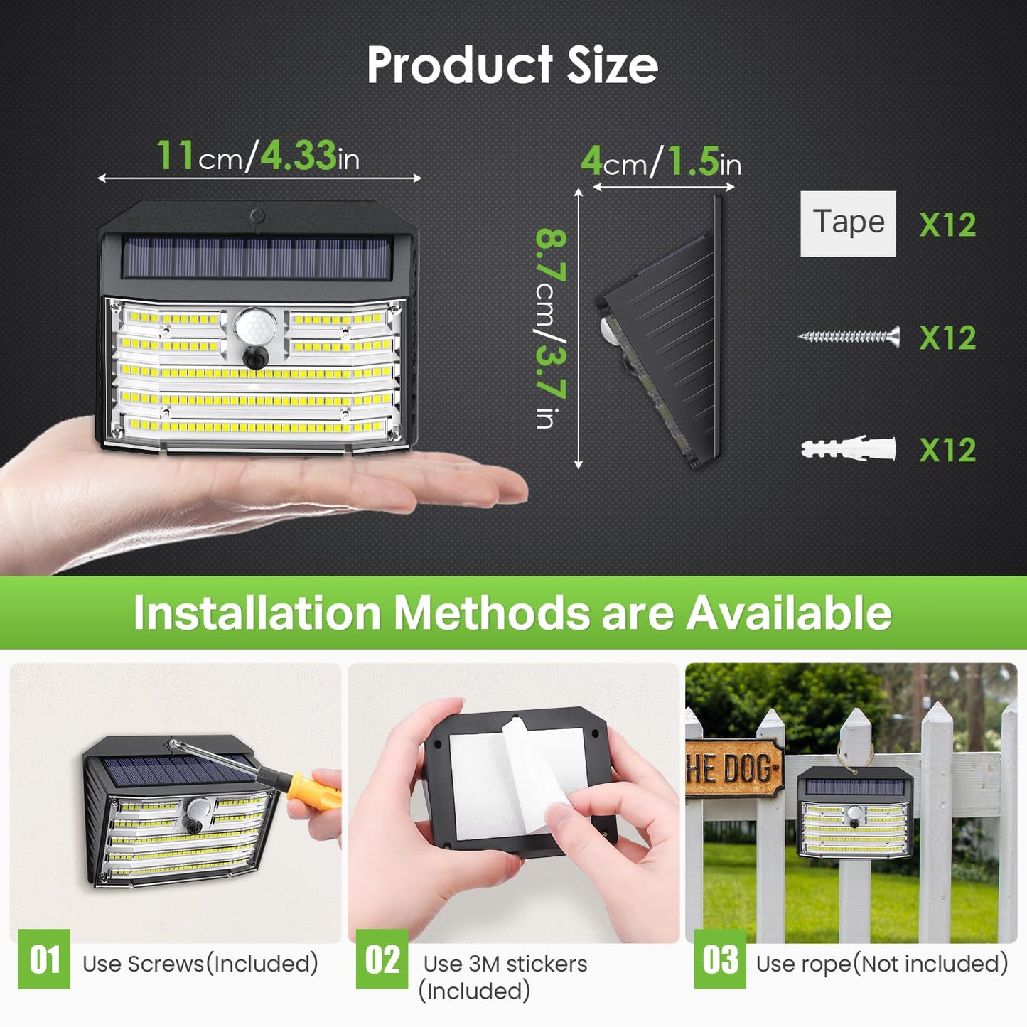 CLAONER Solar Motion Lights, IP65 Waterproof, 270? Lighting Angle, 12 Pack, Cool White, Model SL132AB-US