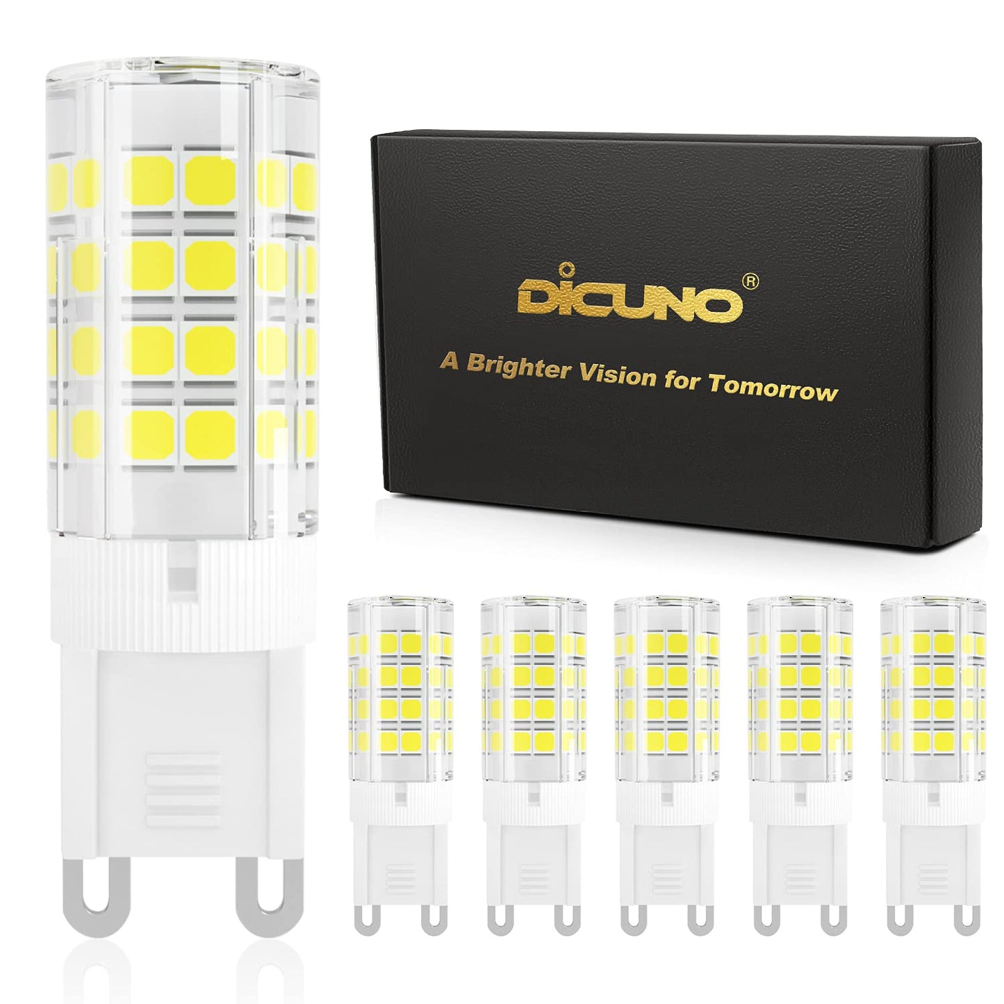 DiCUNO G9 LED Bulb 4W 40W Halogen Equivalent 6000K Daylight White Ceramic 6 Pack