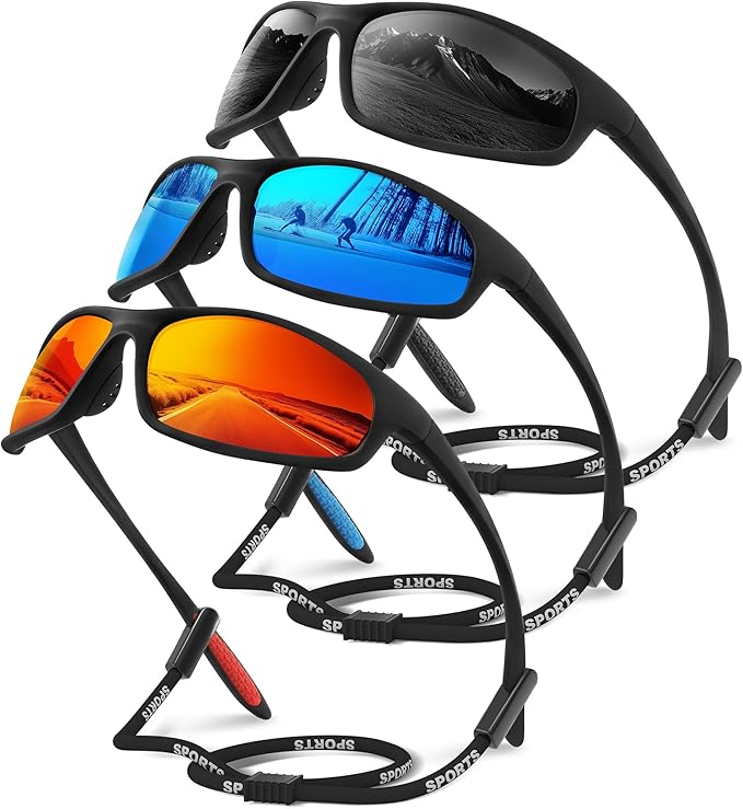 VMAEB Sports Polarized Sunglasses for Mens Womens - Wrap Around TR90 Sun Glasses UV400 Shades for Cycling Fishing Running