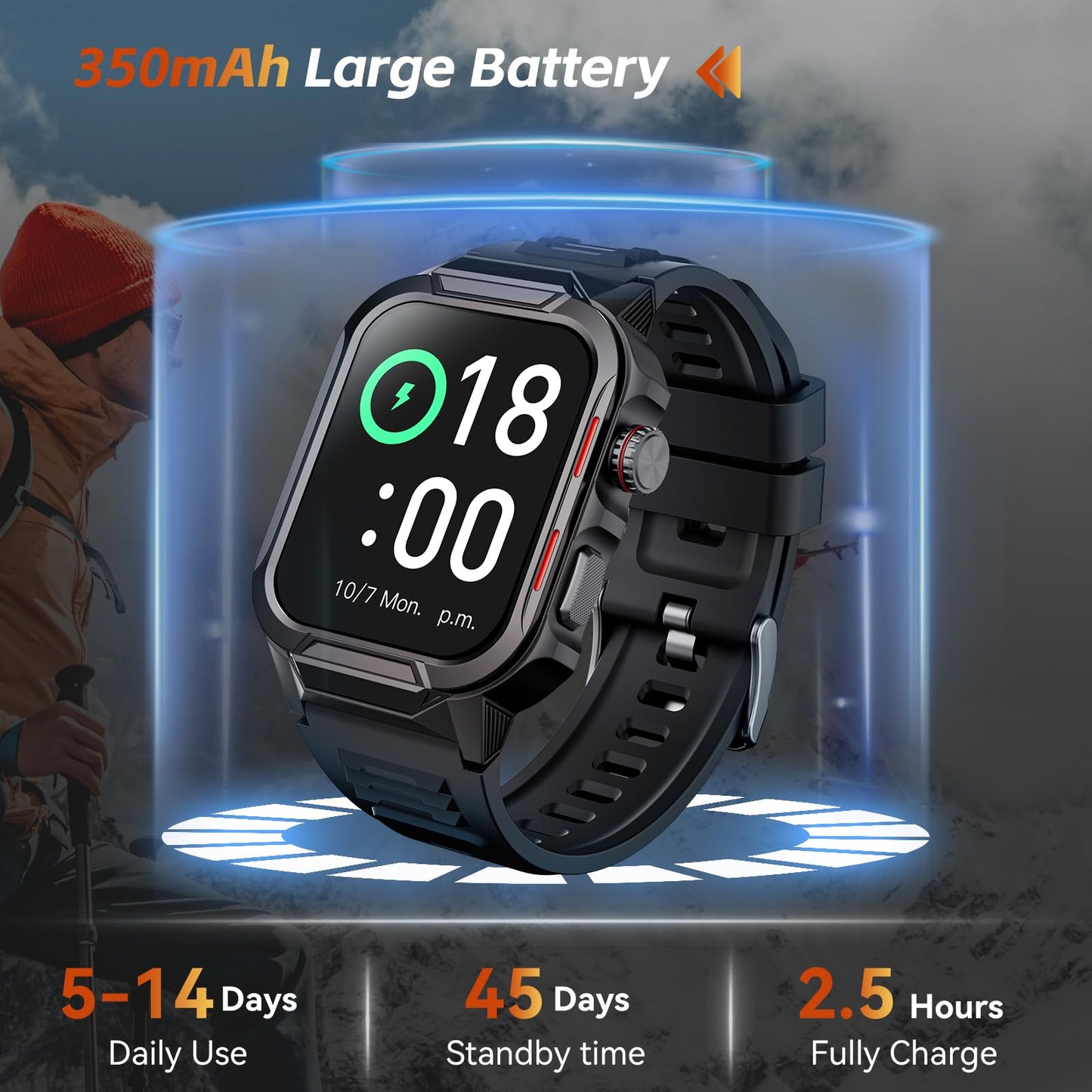 Smart Watches for Men (Answer/Make Calls), 1.96" Fitness Smart Watch with Heart Rate/Blood Oxygen/Sleep Monitor/100+ Sport Modes, 3ATM Waterproof Smartwatch Mens Watches for Android and iPhone