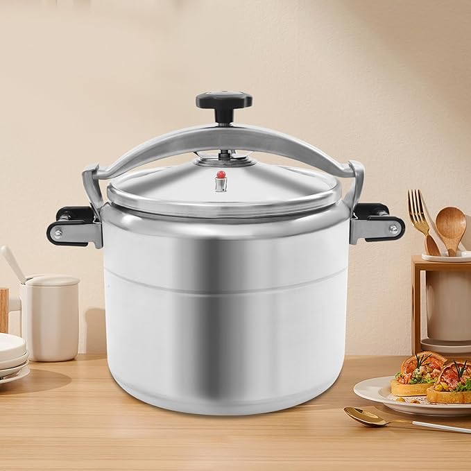 8 Gal Stovetop Aluminum Pressure Cooker, 30L Large Steamer Cooking Pressure Pot for Family or Commercial, 50-70kpa, Safety Valves, Removable Sealing Ring