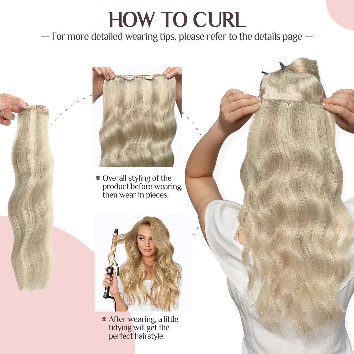 MAXITA Hair Extensions Clip in Human Hair, 80g 5pcs Ash Blonde Highlighted Platinum Blonde 18 Inch, Clip in Real Human Hair Remy