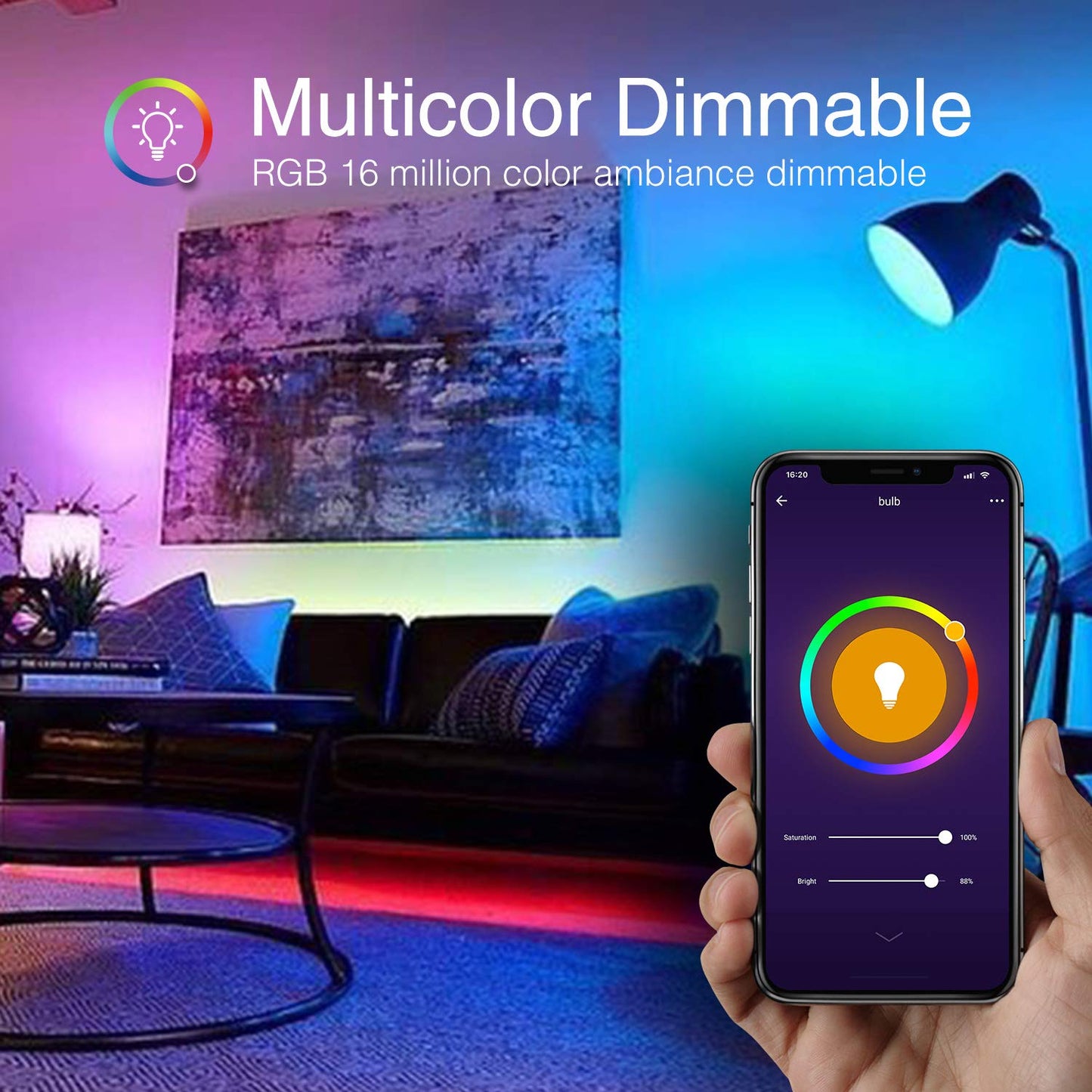 SEAGO Beantech Smart Bulb, WiFi Color Changing A19 LED Light Bulbs, Dimmable, 4 Pack, Multicolor, Model WB4-4