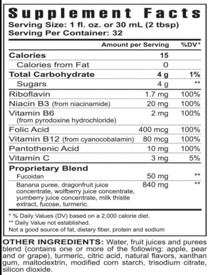 Youngevity ZRadical™ Fucoidan - Organic Maritech Fucoidan Extract & Cofactors (Vitamin C, B12, B6, Dragonfruit, Wolfberry, Milk Thistle) - Immune Support - Super Antioxidant 32 Fl Oz (Pack of 1)