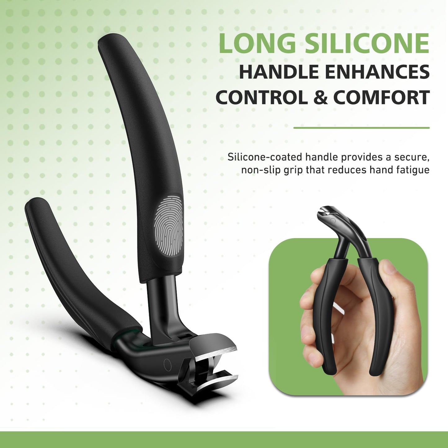 BALUCA Curved Head Toenail Clippers for Seniors for Thick Toenails, Long Handle Toe Nail Clippers with Catcher, German Stainless