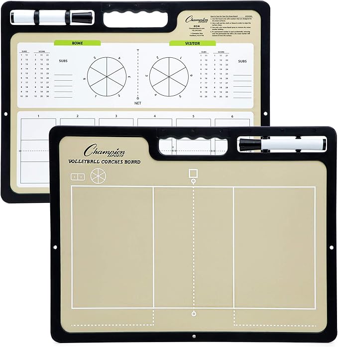 Champion Sports Large & XL Dry Erase Board For Coaching - Whiteboards for Strategizing, Techniques, Plays - 2-Sided Boards...