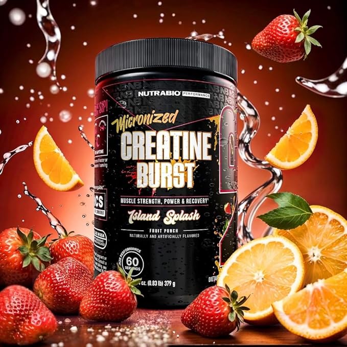 NutraBio Pure Micronized Creatine Monohydrate Powder Supplement, Island Splash, (300 g) - Supports Bulk Muscle Energy, Recovery, and Strength - HPLC Tested Creatine Powder Supplement for Men and Women