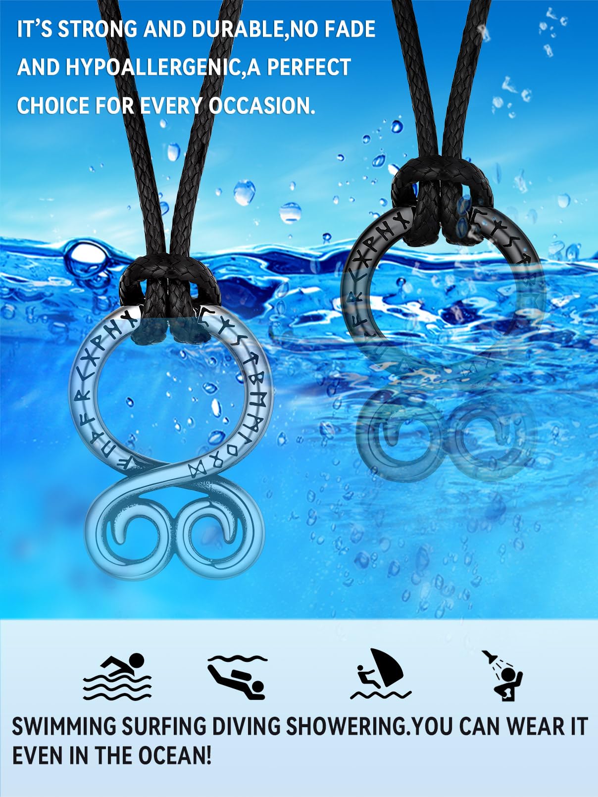 FaithHeart Troll Cross Necklace, Viking Rune Pendant for Men Women Nordic North Protection Jewelry