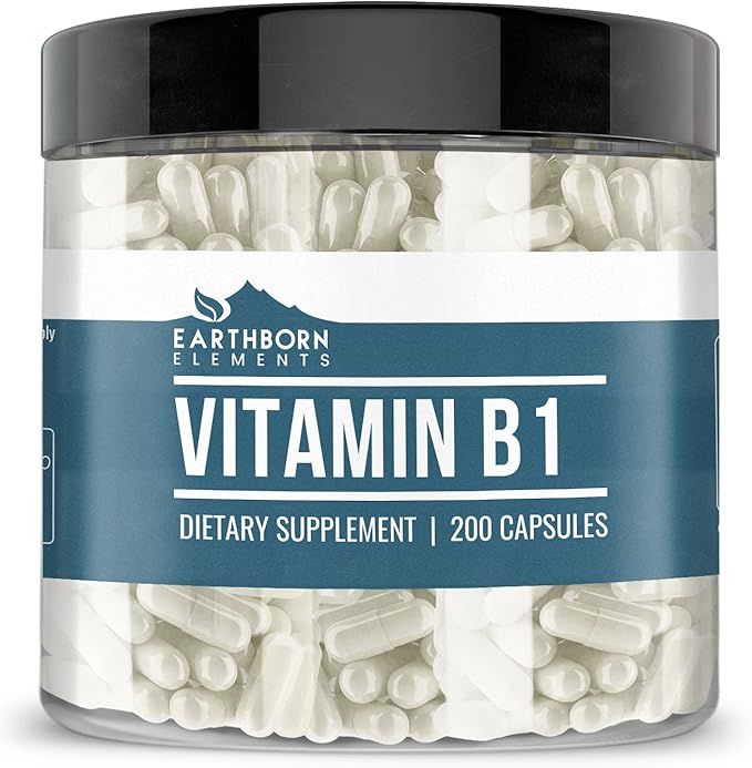 Earthborn Elements Vitamin B1 (Thiamine Mononitrate) and Gamma Oryzanol Bundle, 200 Capsules Each, Pure & Undiluted, No Additives