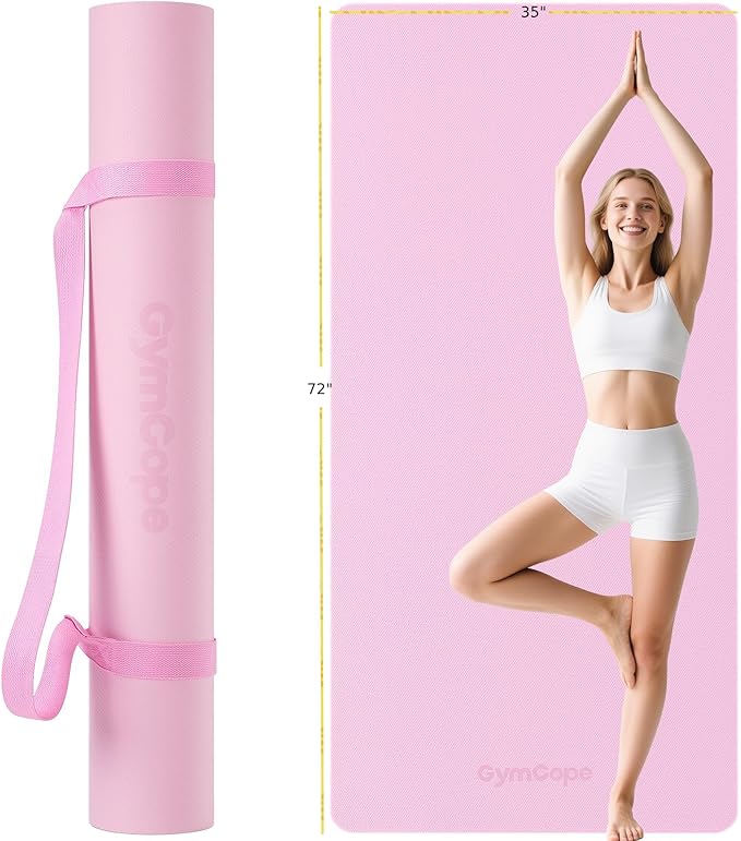 Extra Large Yoga Mat – 72"x48" or 78"x57", 1/4"–1/2" Thick Mat for Women & Men, TPE Non-Slip Pilates Mat for Home Gym, Yog...