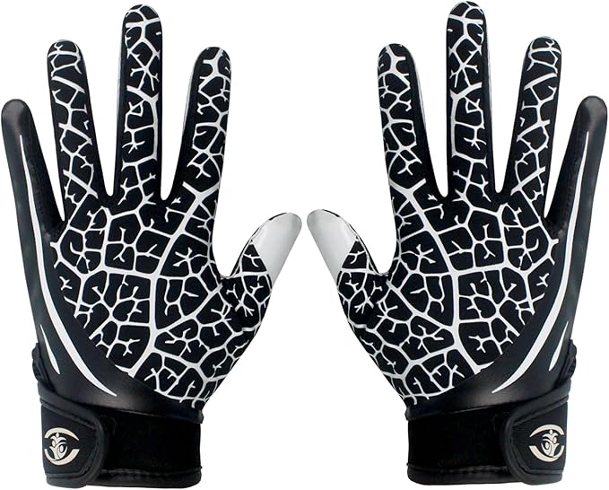 GOWISDOM Youth Football Receiver Gloves, Kids Silicone Grip Football Gloves for Boys Girls with Super Stick