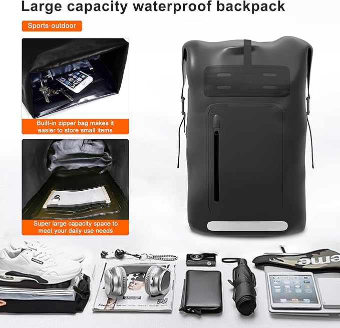 Waterproof Backpack，Heavy Duty Hiking Backpack，35/55/85L dry bag backpack waterproof for Men，Roll-Top Closure，for Kayaking, Travel, Hiking, Fishing, Camping, Motorcycles (blue, 35L)